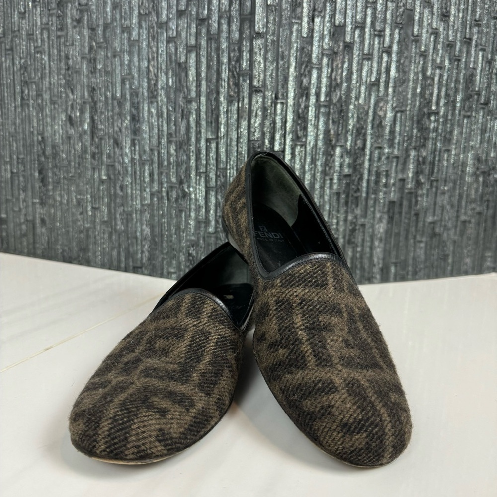 ⭐️Authentic Vintage Fendi Zucca FF Logo Wool Loafers Size 36